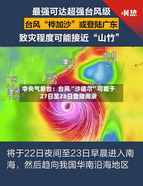 中央气象台：台风“沙德尔	”可能于27日至28日登陆闽浙-第3张图片
