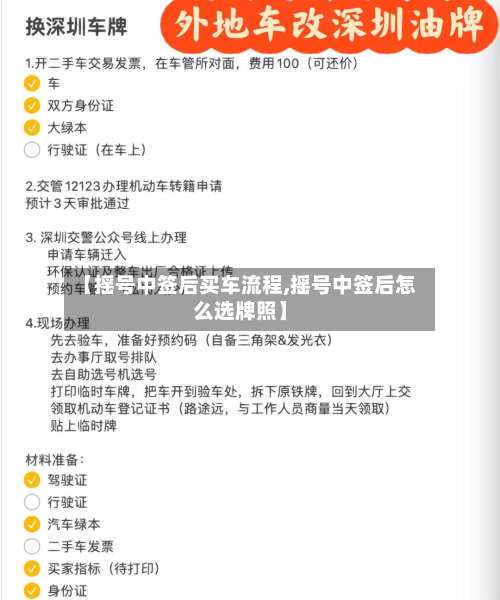 【摇号中签后买车流程,摇号中签后怎么选牌照】