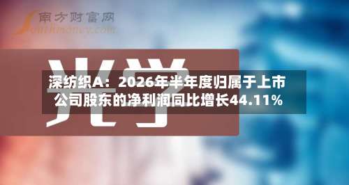 深纺织A:2026年半年度归属于上市公司股东的净利润同比增长44.11%-第2张图片