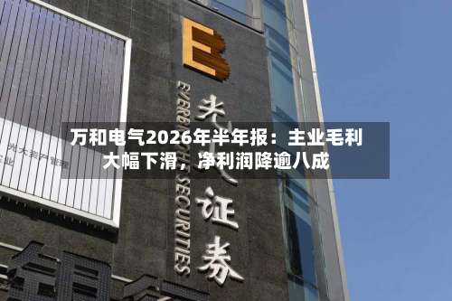 万和电气2026年半年报：主业毛利大幅下滑，净利润降逾八成