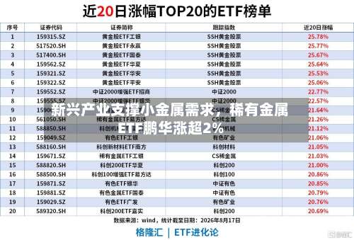 新兴产业支撑小金属需求，稀有金属ETF鹏华涨超2%