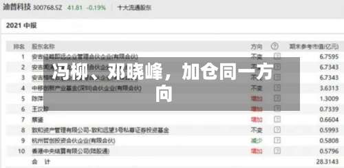冯柳、邓晓峰，加仓同一方向-第2张图片