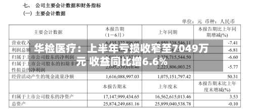 华检医疗：上半年亏损收窄至7049万元 收益同比增6.6%