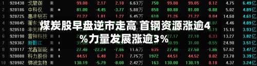 煤炭股早盘逆市走高 首钢资源涨逾4%力量发展涨逾3%-第2张图片