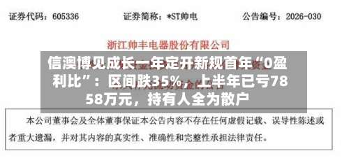 信澳博见成长一年定开新规首年“0盈利比	”：区间跌35%	，上半年已亏7858万元，持有人全为散户-第3张图片